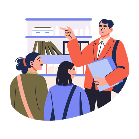 Sales Person interacting with clients  Illustration