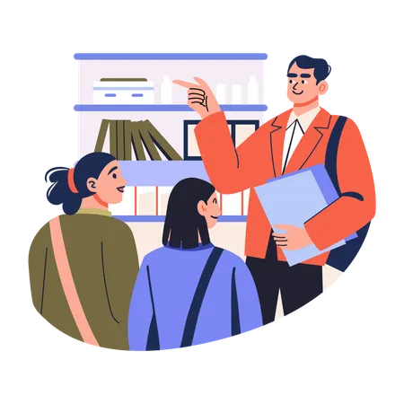 Sales Person interacting with clients  Illustration