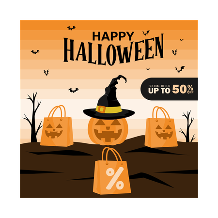 Sales promotion on Halloween  Illustration