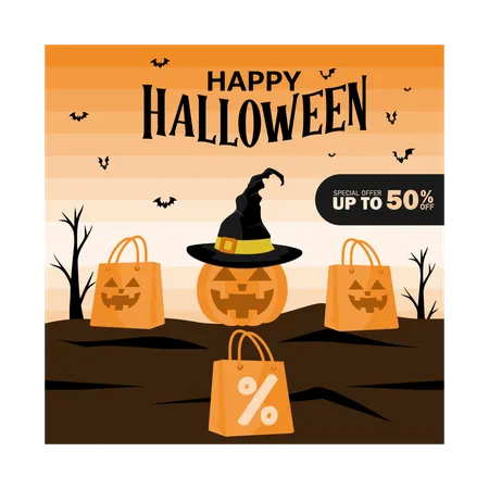 Sales promotion on Halloween  Illustration