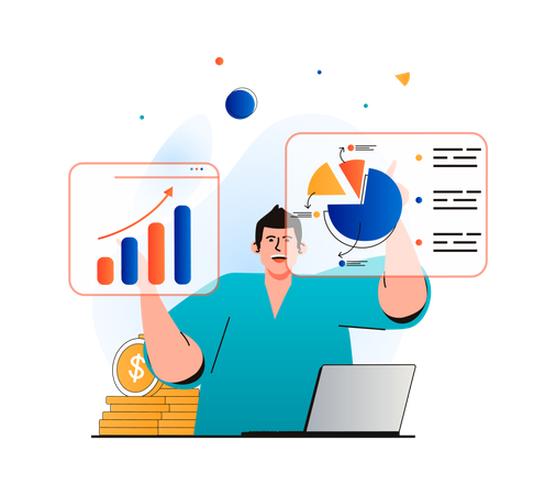 Sales report analysis by employees  Illustration