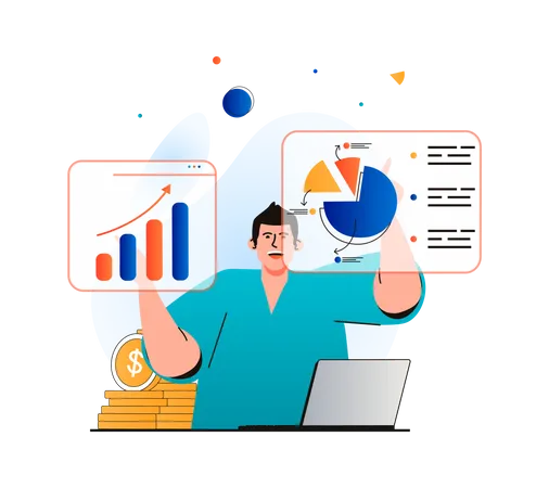 Sales report analysis by employees  Illustration