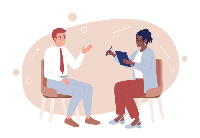 Sales representative negotiating with client  Illustration