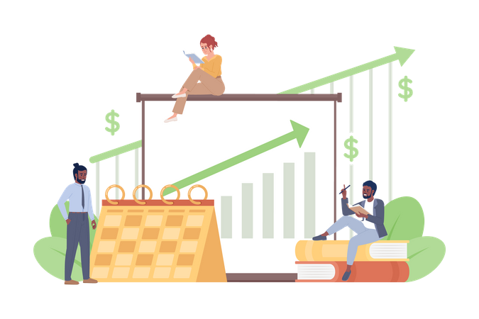 Sales specialists team working on sale growth  Illustration