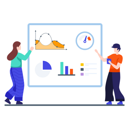 Sales Team analyzing sales growth  Illustration