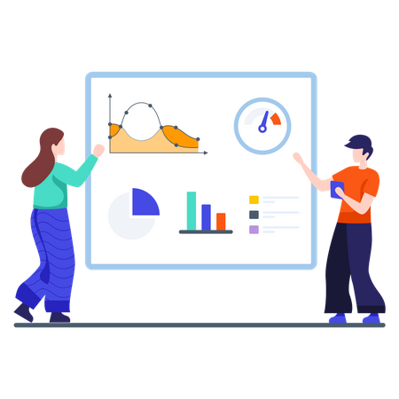 Sales Team analyzing sales growth Illustration