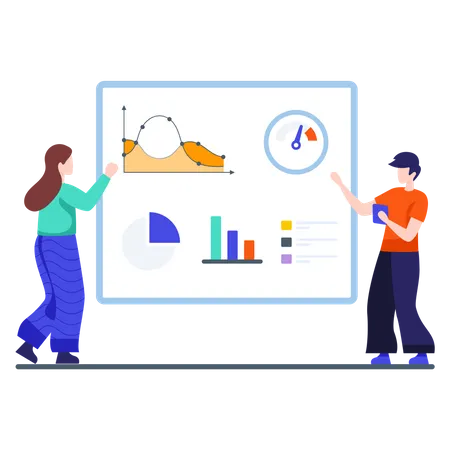 Sales Team analyzing sales growth Illustration