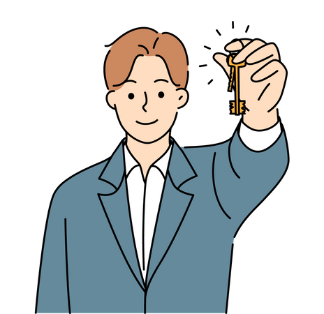 Salesman hand over keys  Illustration