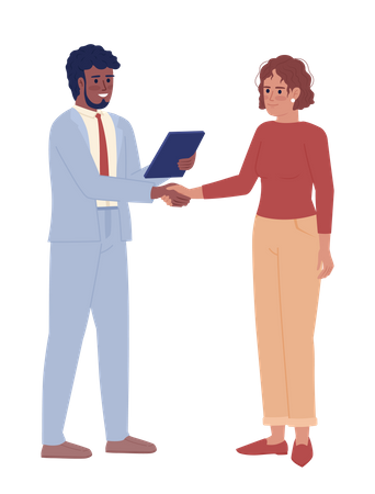 Salesman maintaining relationships with client Illustration