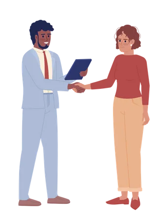 Salesman maintaining relationships with client Illustration