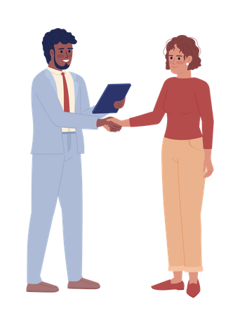 Salesman maintaining relationships with client  Illustration