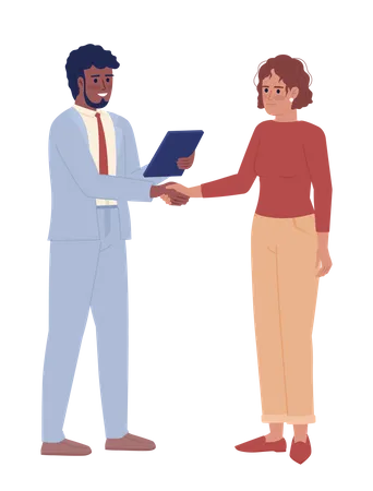 Salesman maintaining relationships with client  Illustration