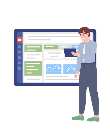 Salesman measuring CRM effectiveness  Illustration