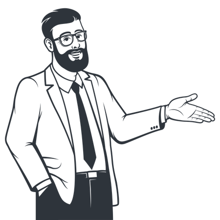 Salesman presenting something  Illustration