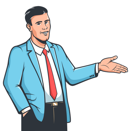 Salesman presenting something  Illustration