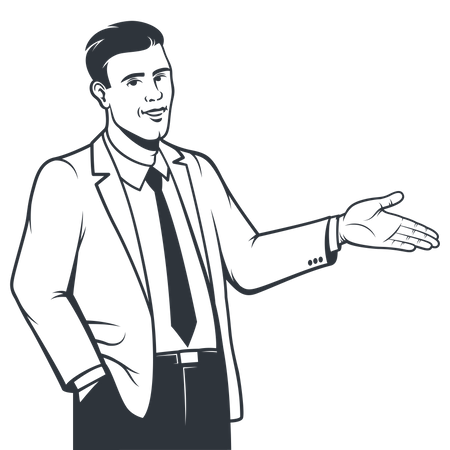 Salesman presenting something  Illustration