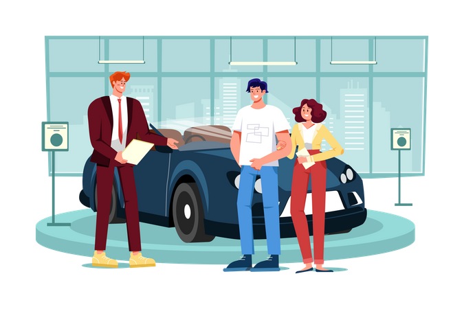 Premium Car Dealership Illustration pack from Vehicle Illustrations