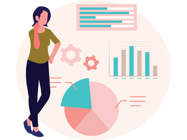 Salesman working on sales analysis  Illustration