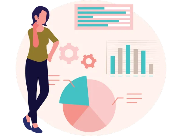 Salesman working on sales analysis  Illustration