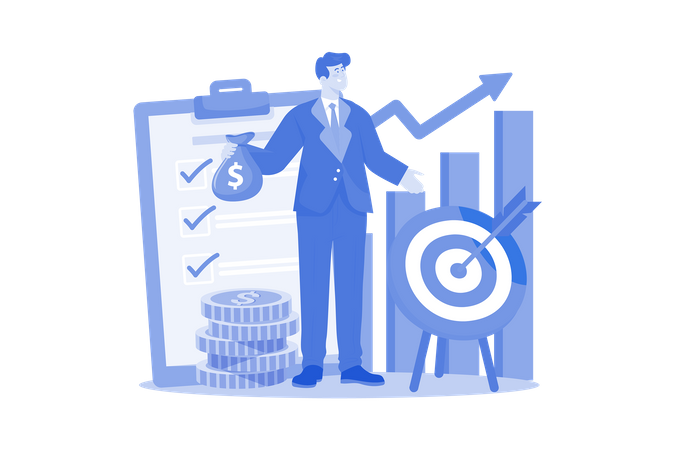 Salesperson setting monthly sales target  일러스트레이션