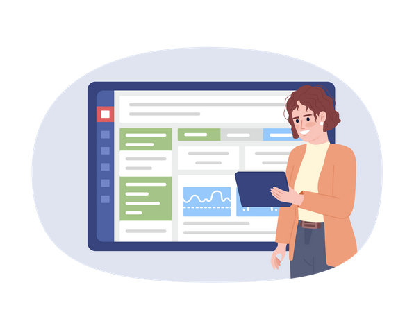 Salesperson using CRM software for sales  Illustration