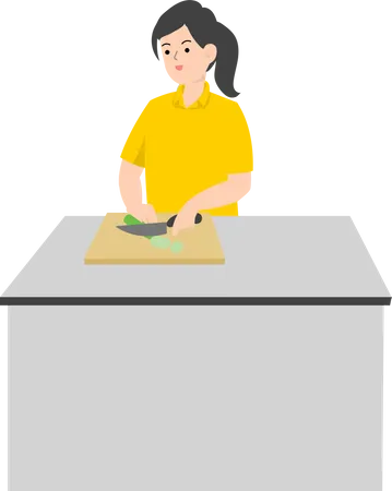 Saleswoman cooking  Illustration