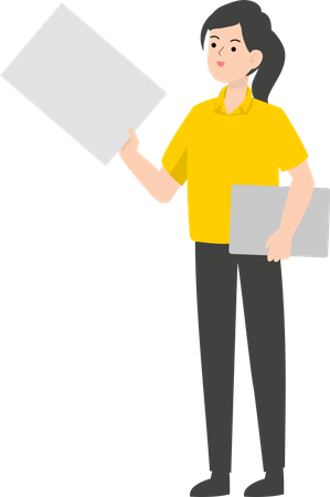 Saleswoman holding blank paper  Illustration