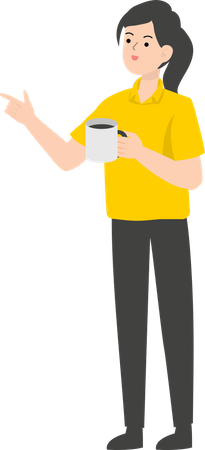 Saleswoman holding cup Illustration