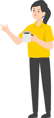 Saleswoman holding cup  Illustration