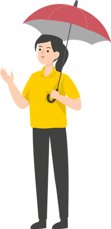 Saleswoman holding umbrella  Illustration