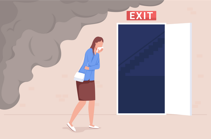 Salida de evacuación de emergencia en caso de incendio  Illustration