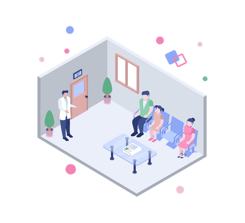 Salle d'attente de l'hôpital  Illustration