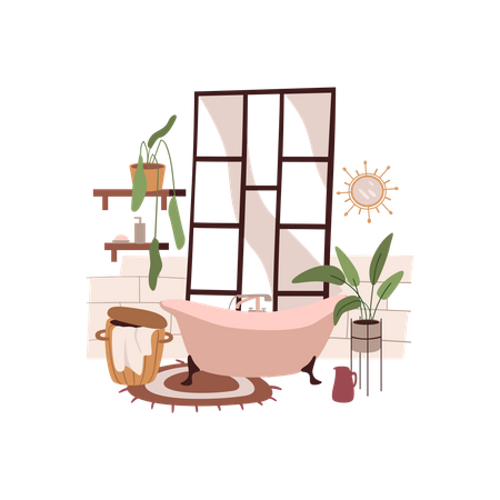 Salle de bain avec bain relaxant  Illustration