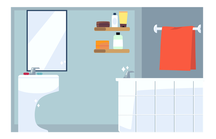 Salle de bain propre et étincelante  Illustration