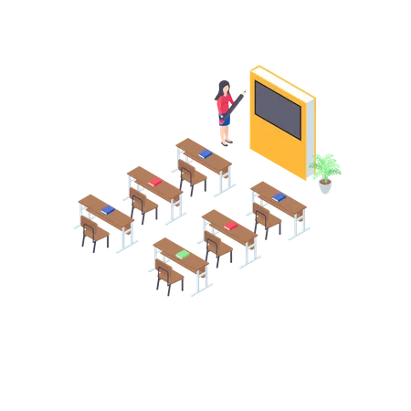 Salle de classe virtuelle  Illustration