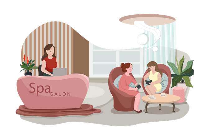 Salon de beauté et réception spa  Illustration