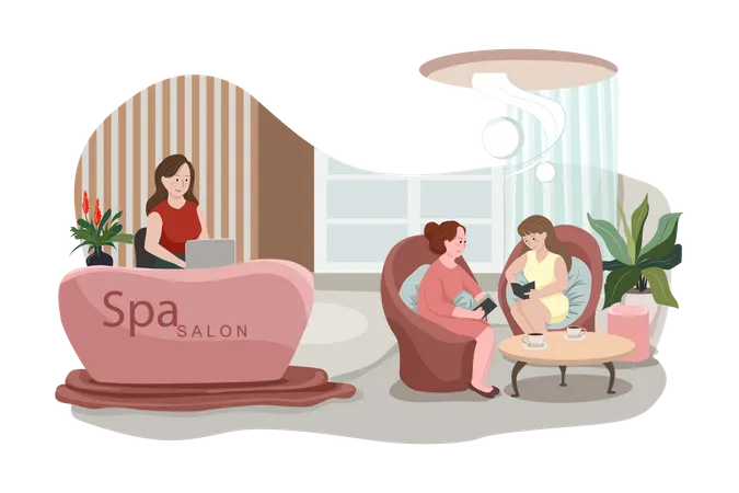 Salon de beauté et réception spa  Illustration