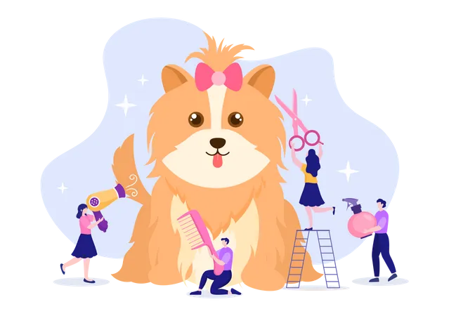 Salón de belleza para mascotas  Ilustración