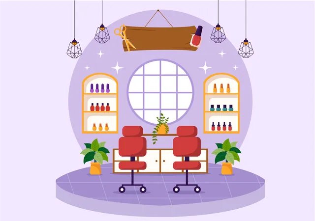 Salón de esmalte de uñas  Ilustración