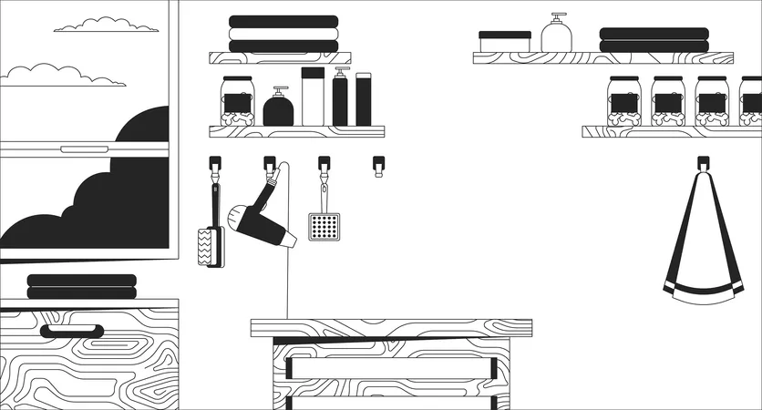 Interior del salón de peluquería para mascotas  Ilustración