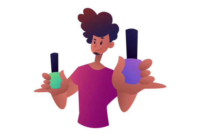 Hombre de salón con esmalte de uñas  Ilustración