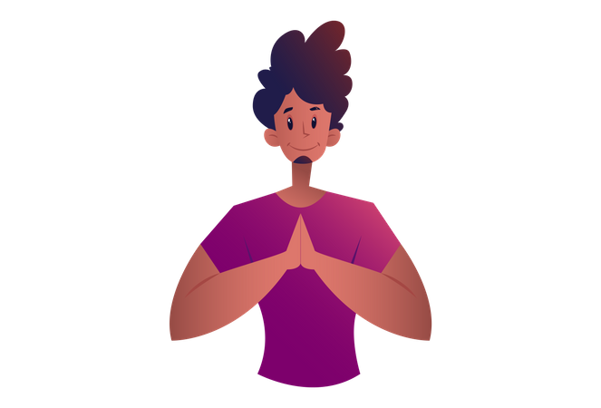 Hombre de salón haciendo Namaste  Ilustración