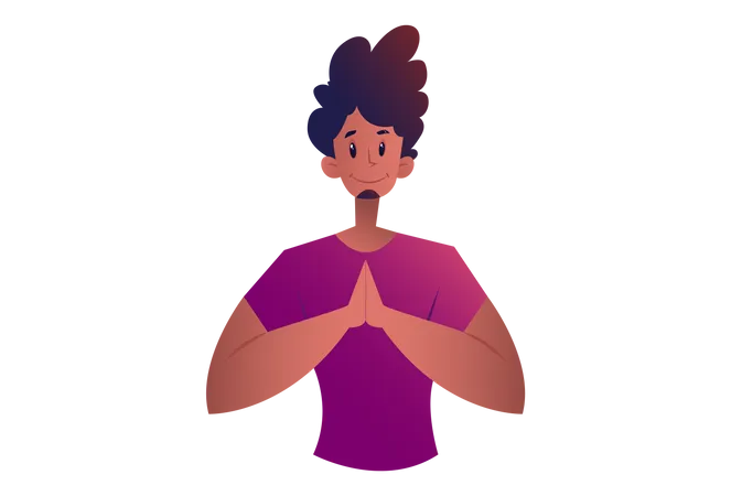 Hombre de salón haciendo Namaste  Ilustración