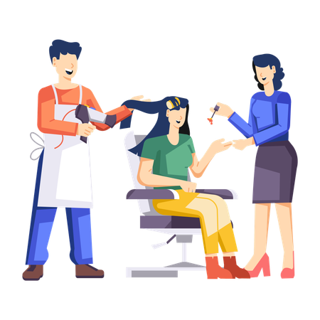 Salon stylist prepping girl at spa  Illustration