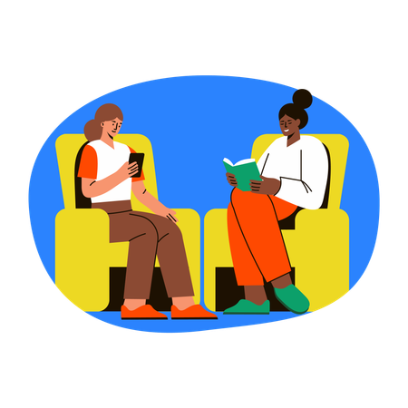 Saloon Customer sitting in waiting room  Illustration