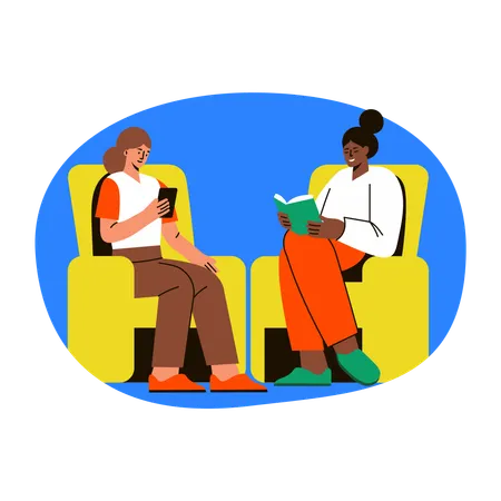 Saloon Customer sitting in waiting room  Illustration