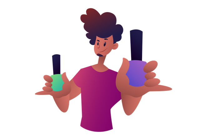 Homme de salon avec vernis à ongles  Illustration