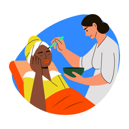 Saloon worker doing Chemical peel  Illustration