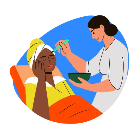 Saloon worker doing Chemical peel  Illustration