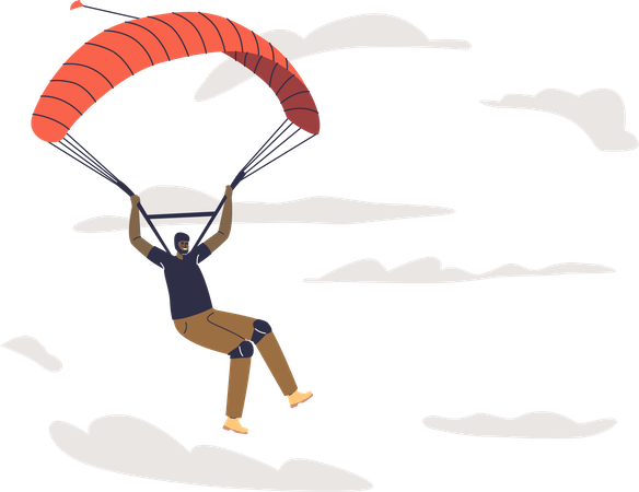 Salto en parapente con paracaídas.  Ilustración